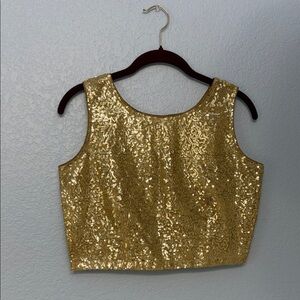 Studiorasa Shimmering Gold Sequin Crop Top Size Medium
